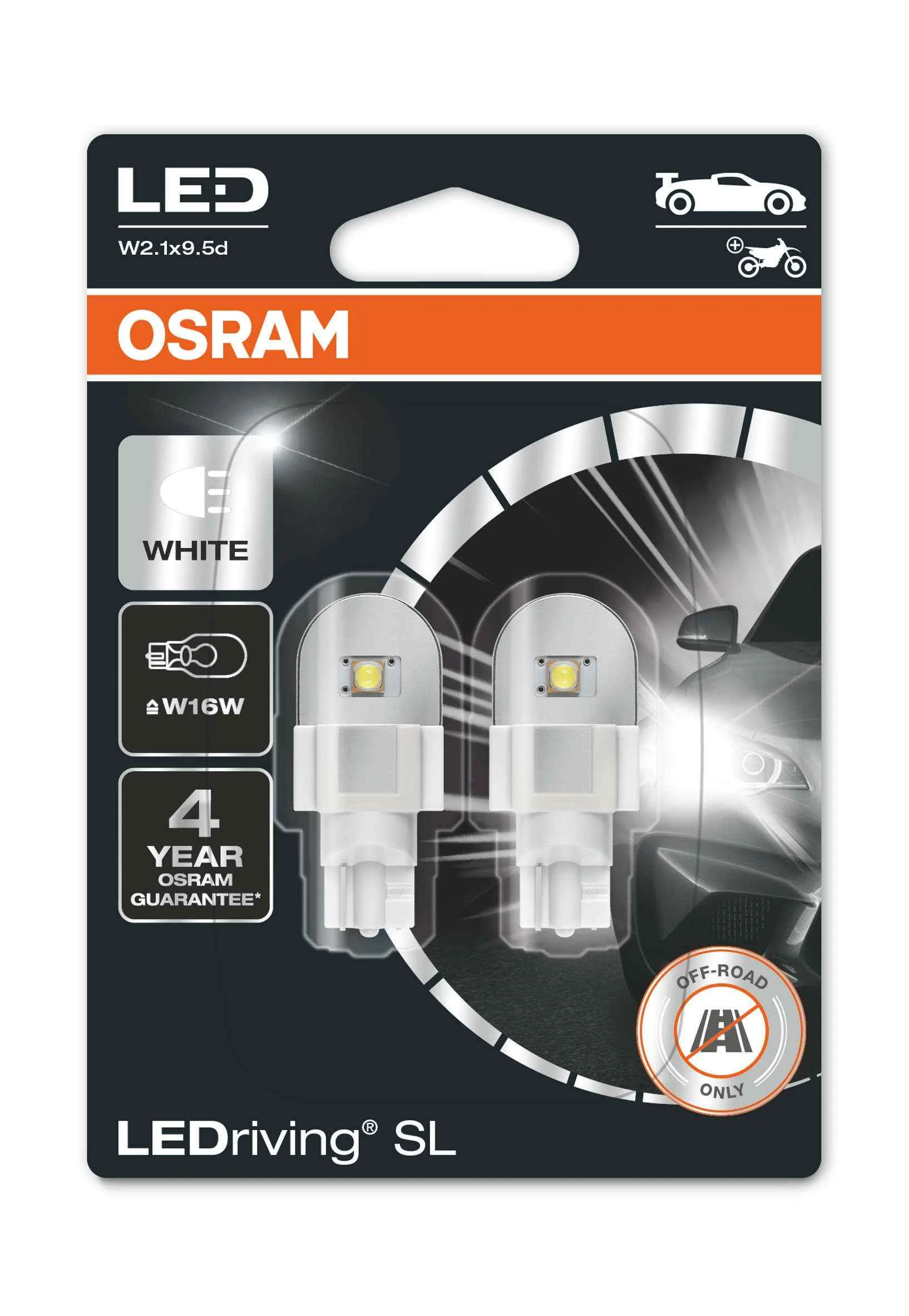 Φωτογραφία προϊόντος: OSRAM W16W 12V 2W (16W) W2.1x9.5d LedRiving Cool White 6000K (921DWP-02B) 2τμχ