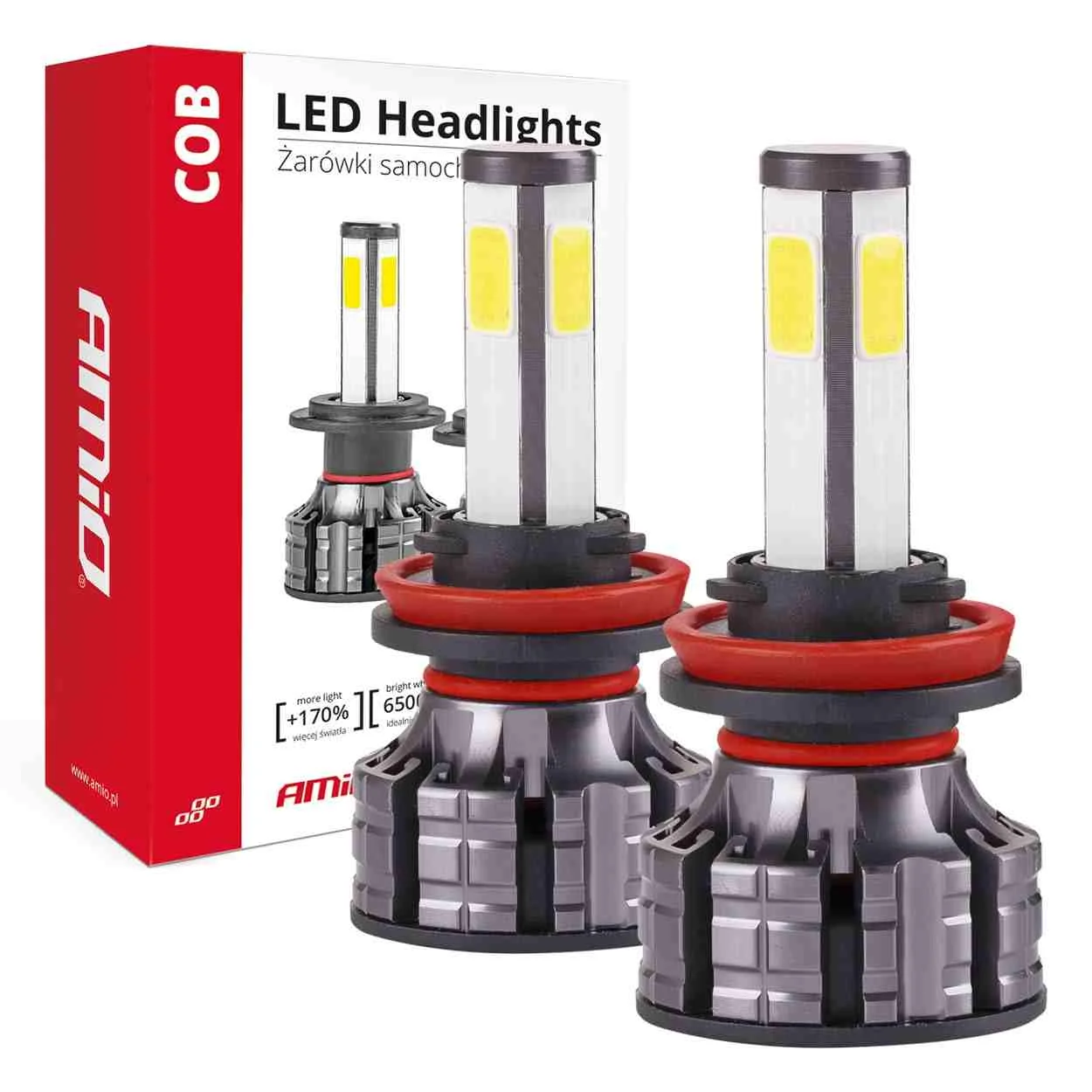 Φωτογραφία προϊόντος: Σετ λαμπες LED H8/H9/H11 4 COB AMIO 12/24V 38W 6500K 3800lm 02845