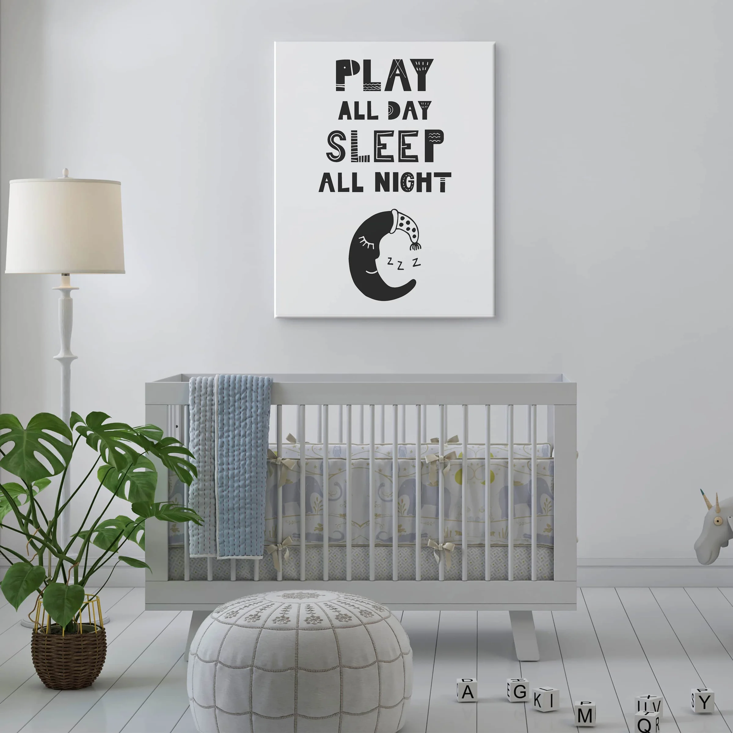 Φωτογραφία προϊόντος: Πίνακας Σε Καμβά - Play All Day - Sleep All Night
