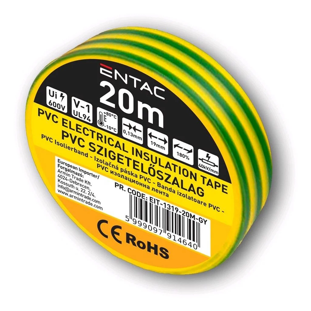 Φωτογραφία προϊόντος: Entac Ταινία 19mm x 20m Ριγέ - Μονωτική Ταινία