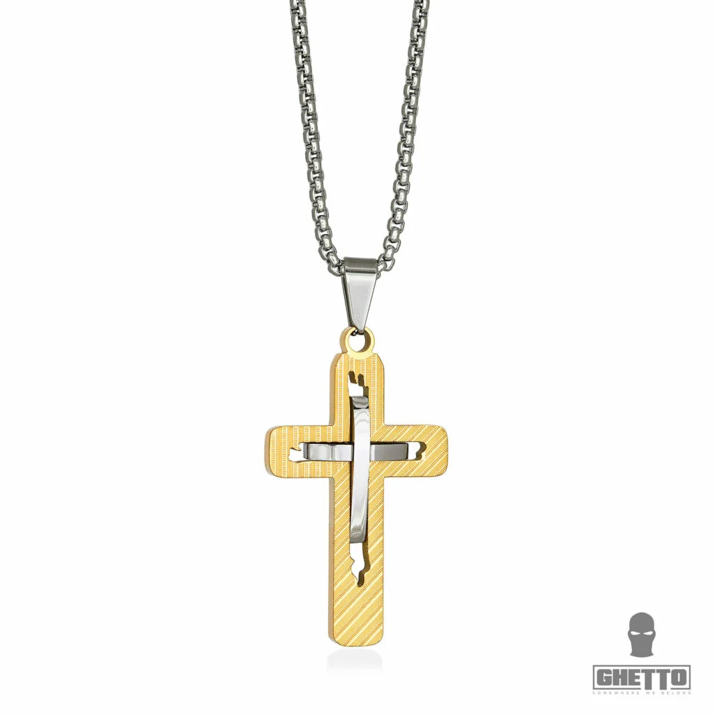 Φωτογραφία προϊόντος: Ghetto 2Tone Cross Stainless Steel Pendant Necklace