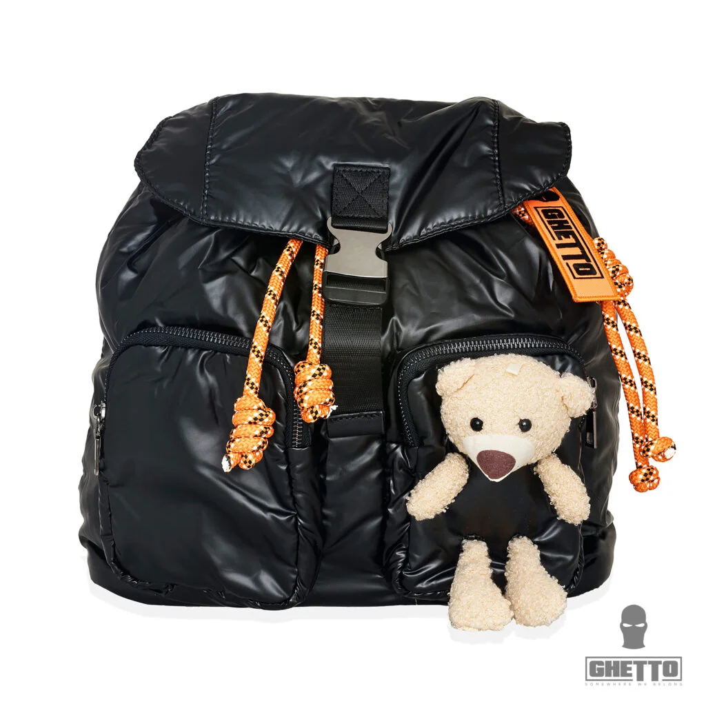 Φωτογραφία προϊόντος: Ghetto Small Bear Puffer Tactical Backpack with Teddy Detail | Streetwear Utility Bag (Black)