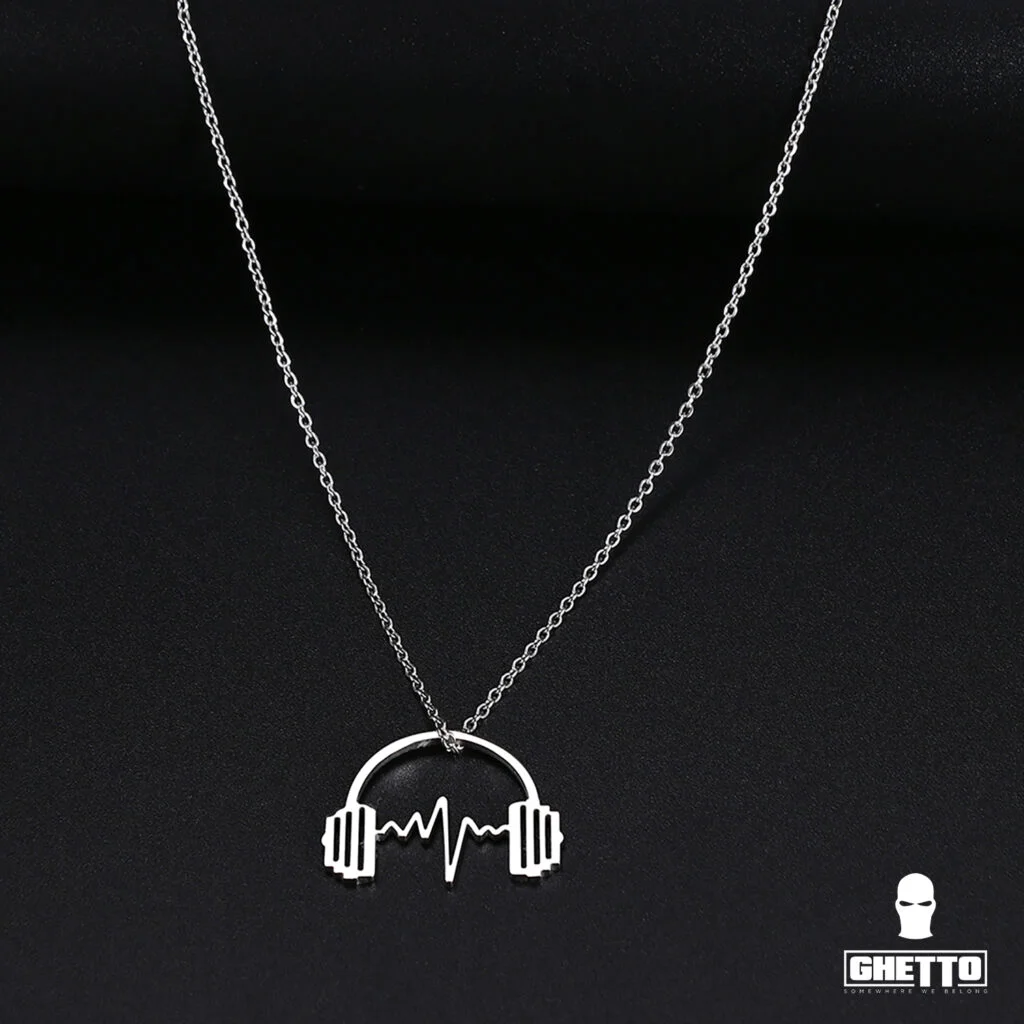 Φωτογραφία προϊόντος: Ghetto Headphone Shape Music Hip Hop Necklace Stainless Steel Silver