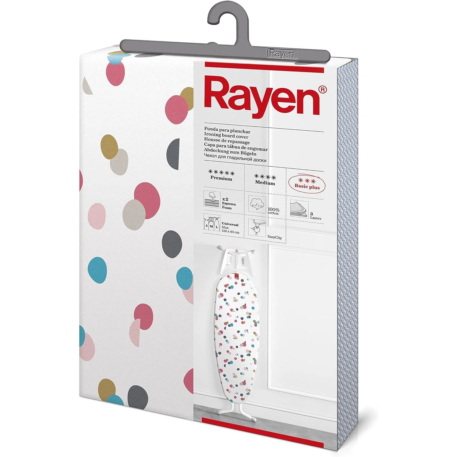 Φωτογραφία προϊόντος: 130x 47cm σιδερόπανο rayen basic plus 3 στρώσεων (6275.06) σχέδιο κομφετί