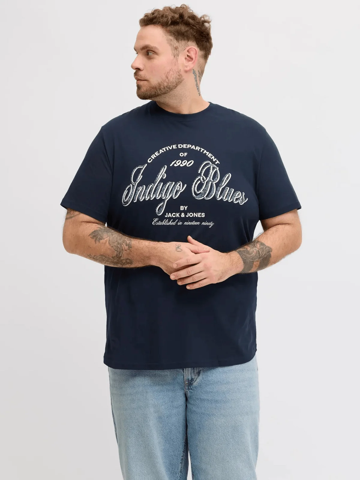 Φωτογραφία προϊόντος: Jack & Jones Ανδρικό βαμβακερό t-shirt plus size Jack&Jones μπλέ χρώμα