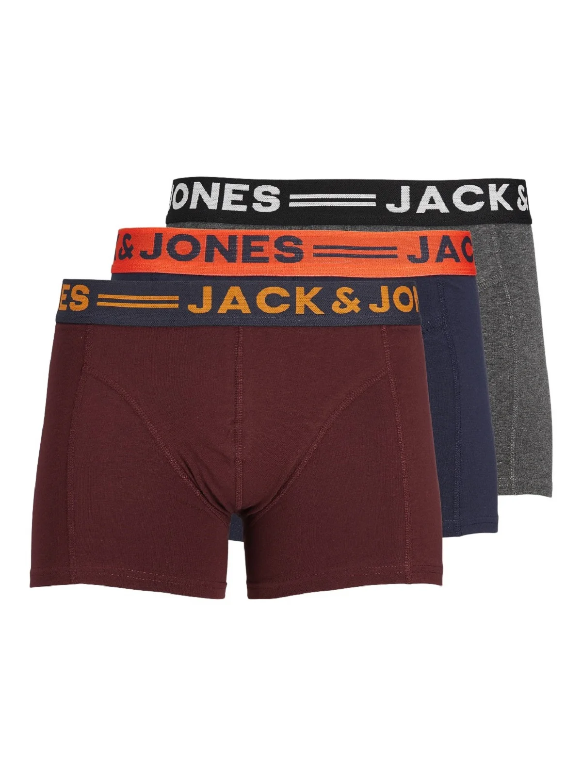 Φωτογραφία προϊόντος: Jack & Jones Ανδρικά μποξεράκια 3-pack trunks Jack&Jones μπλέ-γκρί-μπορντό χρώμα