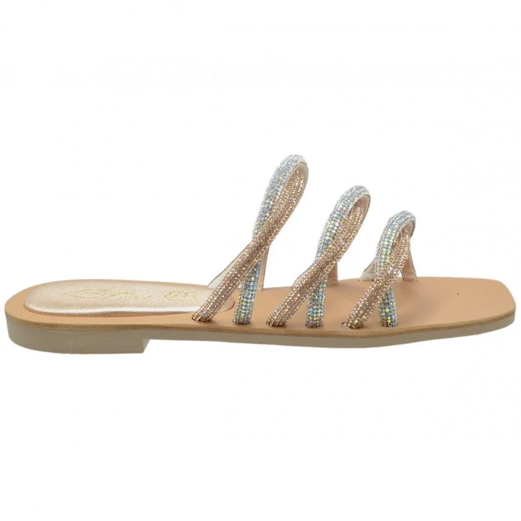 Φωτογραφία προϊόντος: Spiero ΣΑΝΔΑΛΙ E44-001 ROZ GOLD STRASS