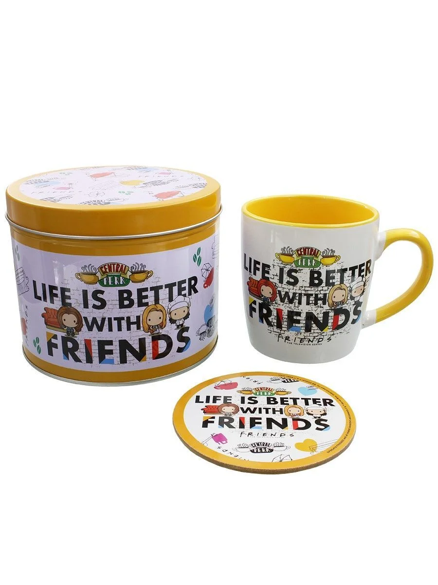 Φωτογραφία προϊόντος: Friends tv Life Is Better - Chibi Κούπα Κεραμική Πολύχρωμη 350ml Σετ δώρου με coaster γνήσιο
