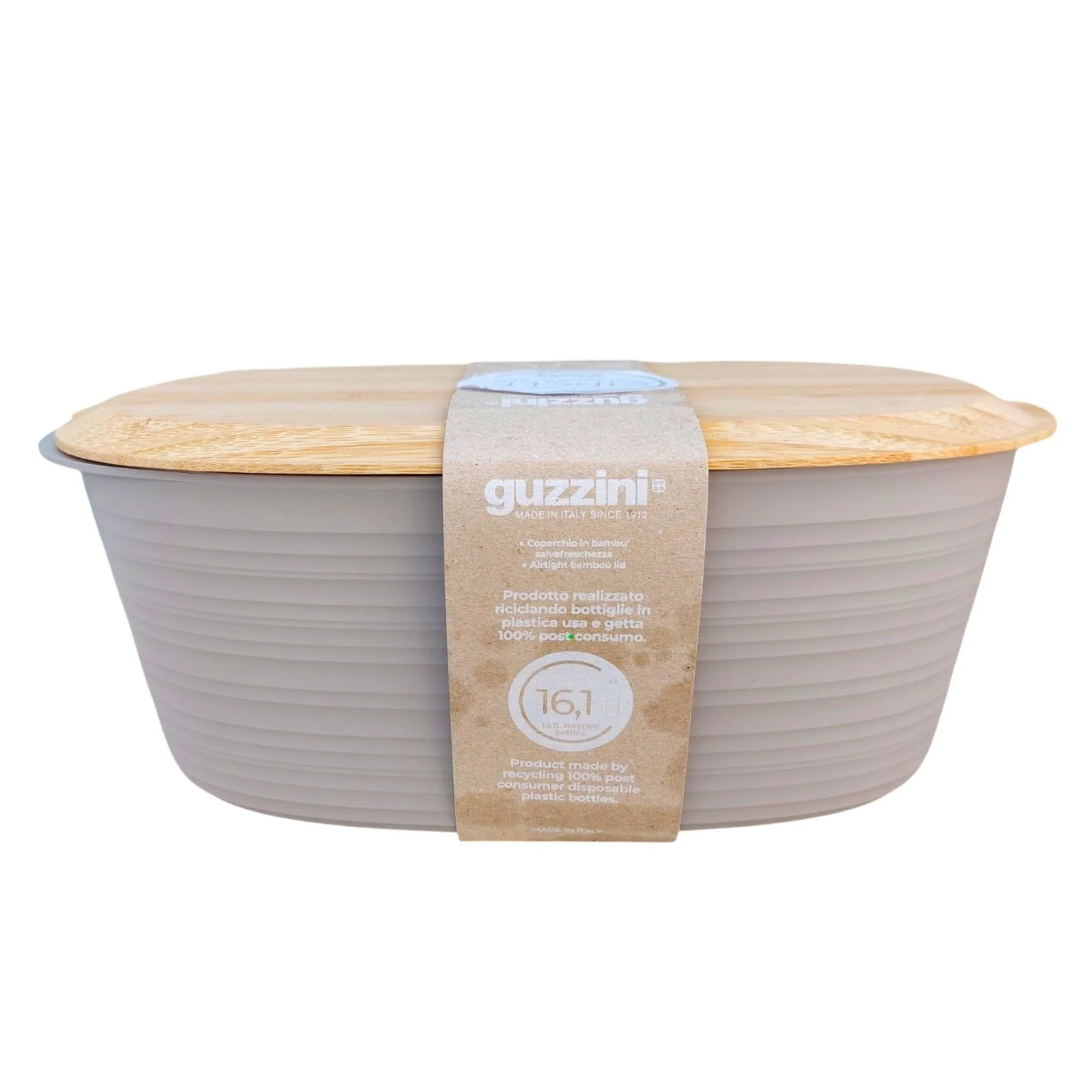 Φωτογραφία προϊόντος: Guzzini Tierra Ψωμιέρα με Καπάκι Recycled PVC σε Καφέ γκρι Χρώμα 31.5x16.5x12.9cm
