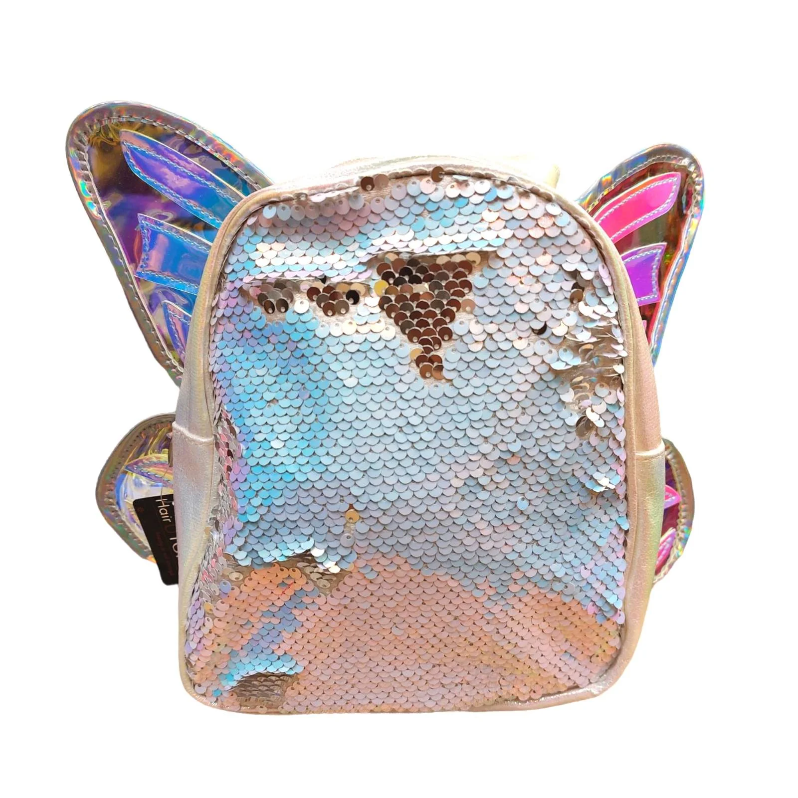 Φωτογραφία προϊόντος: Backpack σακίδιο βόλτας white butterfly με ρυθμιζόμενο κούμπωμα αδιάβροχο PVC 22x25cm