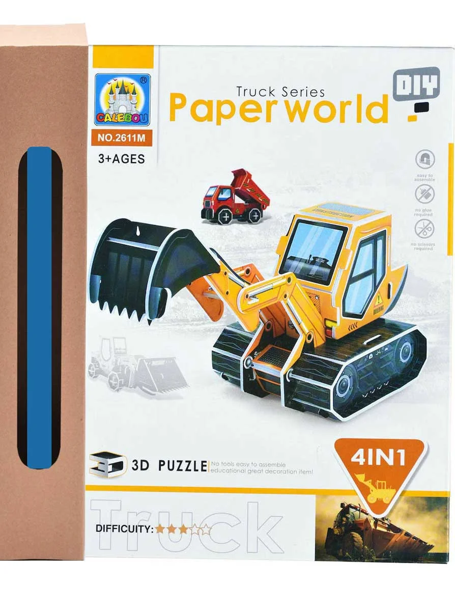 Φωτογραφία προϊόντος: 3D Puzzle Τρισδιάστατο Σκαπτικά Οχήματα Paperworld Truck Series 4 in 1 και δώρο λαμπάδα