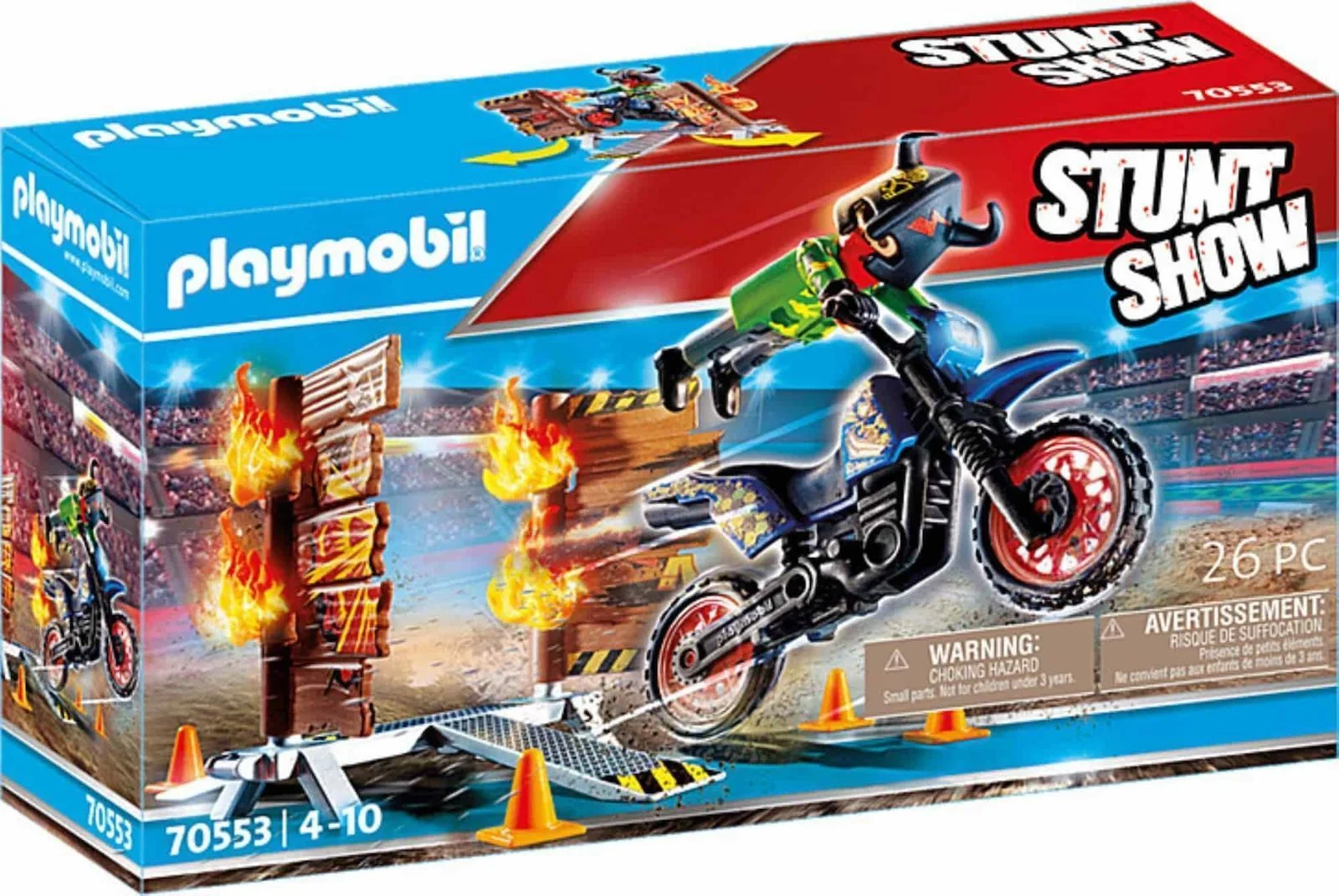 Φωτογραφία προϊόντος: Playmobil Stunt Show: Μοτοσικλετιστής και Τοίχος Φωτιάς