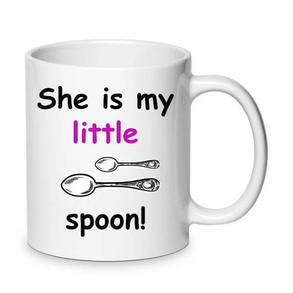 Φωτογραφία προϊόντος: She is my little spoon Αγίου Βαλεντίνου κούπα no67 κεραμική 330ml