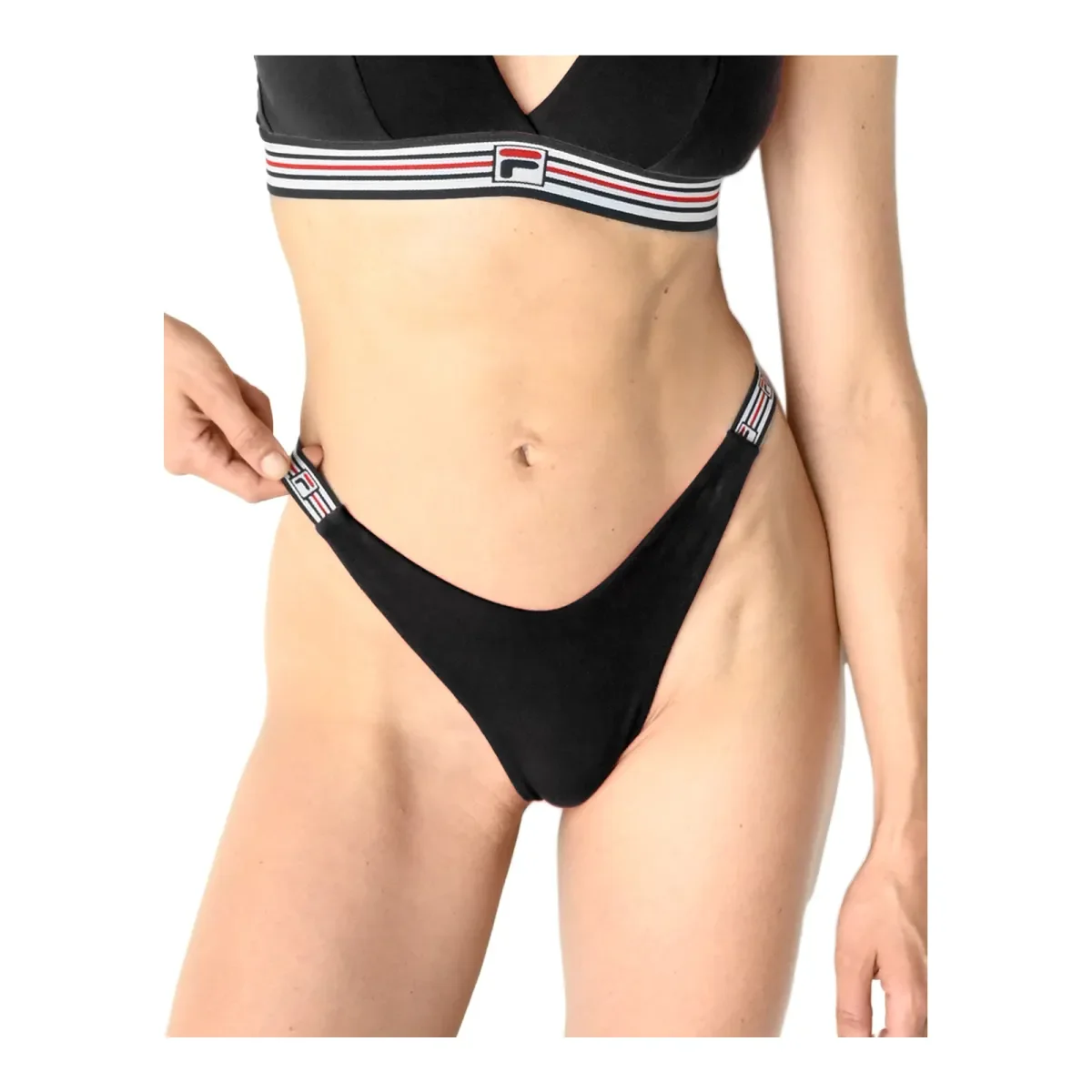 Φωτογραφία προϊόντος: FILA Γυναικείο String High Leg Stripes, Χρώμα Μαύρο