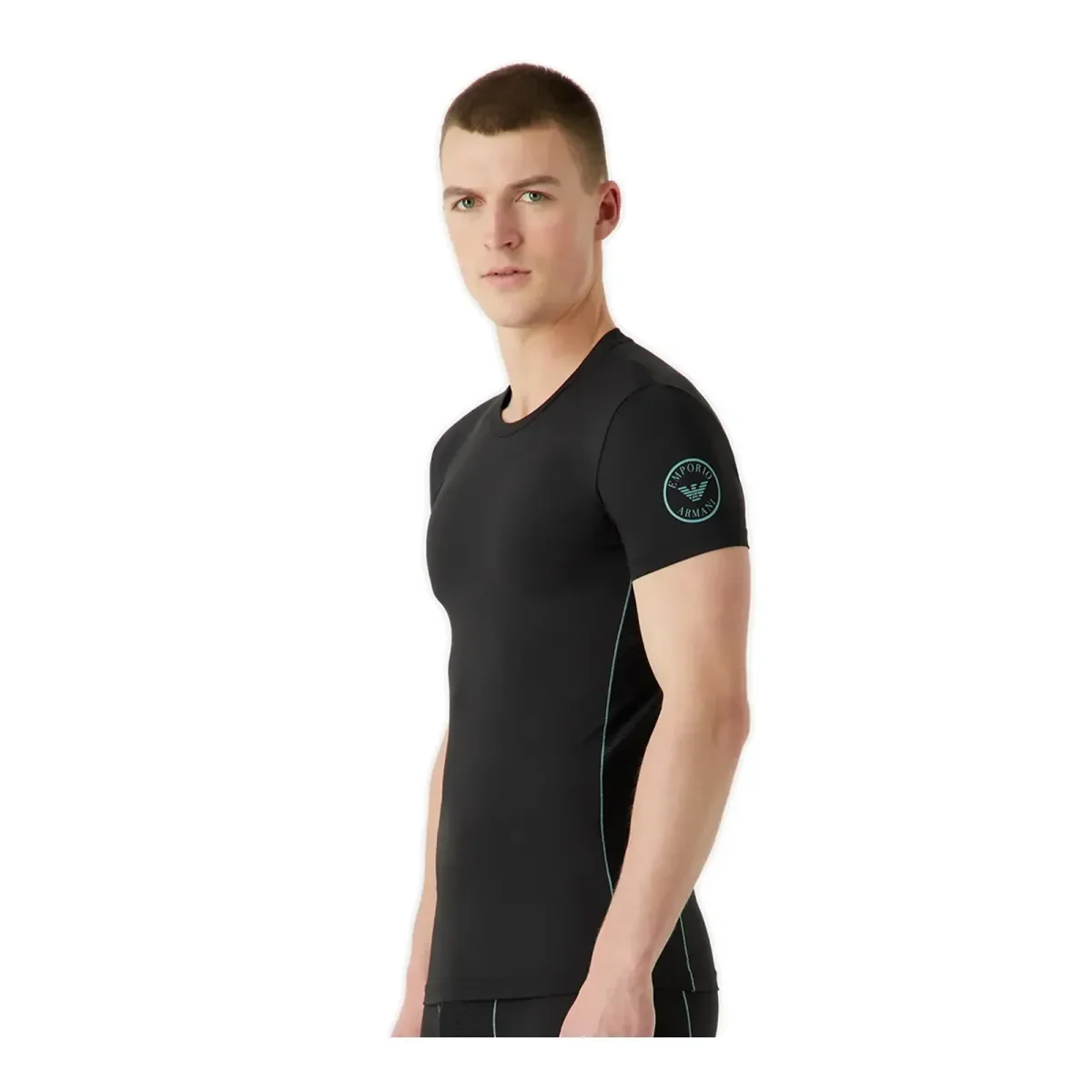 Φωτογραφία προϊόντος: Emporio Armani Ανδρικό T-Shirt Round Logo Side Stripe, Χρώμα Μαύρο