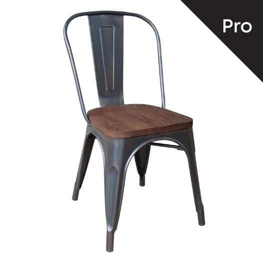 Φωτογραφία προϊόντος: RELIX Wood Καρέκλα-Pro, Στοιβαζόμενη, Μέταλλο Βαφή Antique Black,Κάθισμα Dark Oak