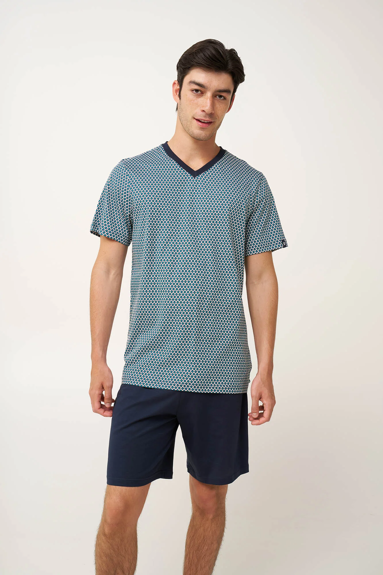 Φωτογραφία προϊόντος: VAMP 24620 PYJAMAS 100% COTTON COTTON SJ V-neckBermuda
