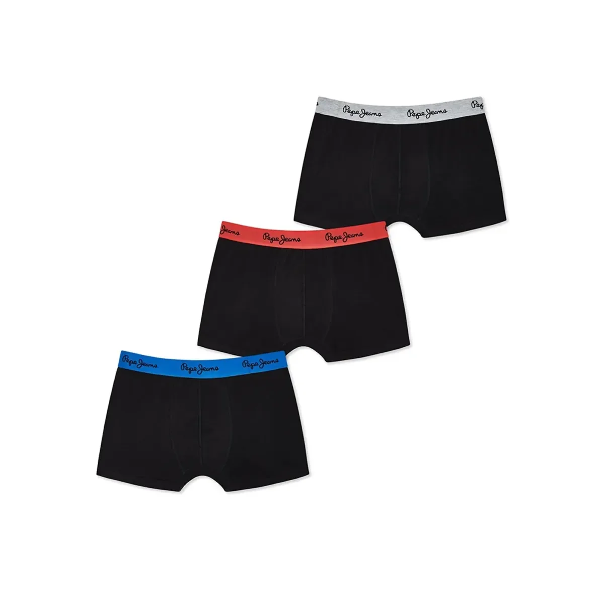 Φωτογραφία προϊόντος: Pepe Jeans Ανδρικό Boxer Short Trunk Justin - Τριπλό Πακέτο, Χρώμα Black/Blue-Grey M.-Red WB