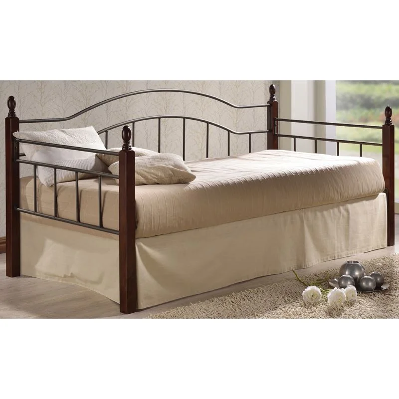 Φωτογραφία προϊόντος: VINCENT Daybed Κρεβάτι Μονό Μέταλλο Βαφή Μαύρο, Ξύλο Καρυδί