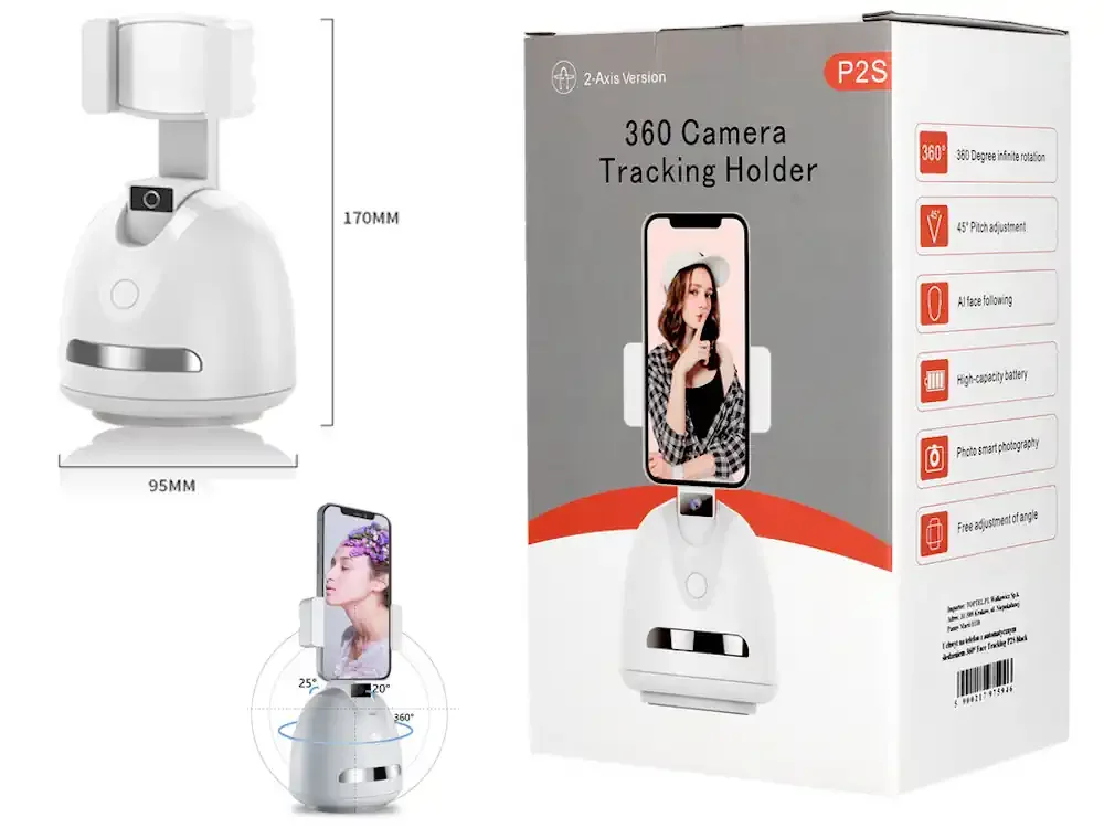 Φωτογραφία προϊόντος: Phone holder with 360° face tracking P2S white