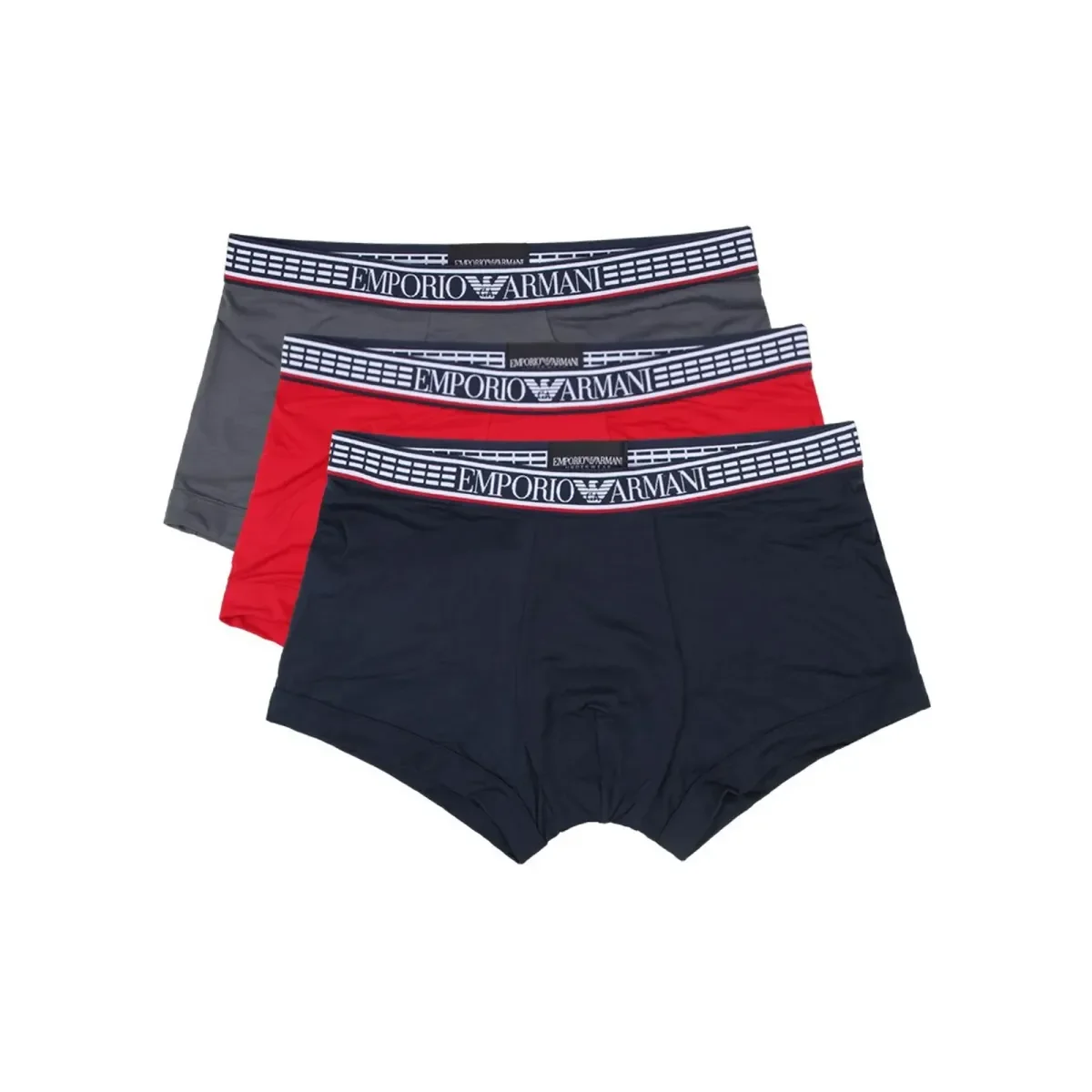 Φωτογραφία προϊόντος: Emporio Armani Ανδρικό Boxer Silver Fit Eco-Friendly - Τριπλό Πακέτο, Χρώμα Μαρίν-Κόκκινο-Ανθρακί