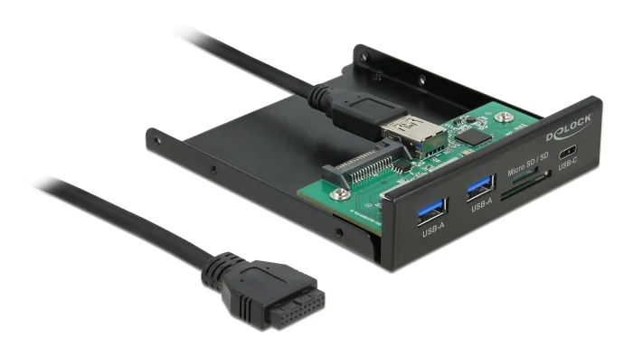 Φωτογραφία προϊόντος: DELOCK front panel 64058, 3.5+#34; σε USB-C, 2x USB + SD/Micro SD