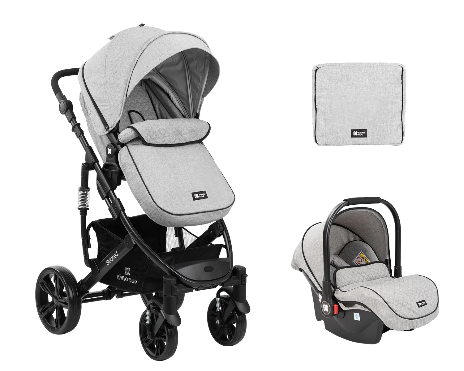Φωτογραφία προϊόντος: Kikka Boo - Stroller 3in1 transf. seat Beloved Light Grey - 31001010121
