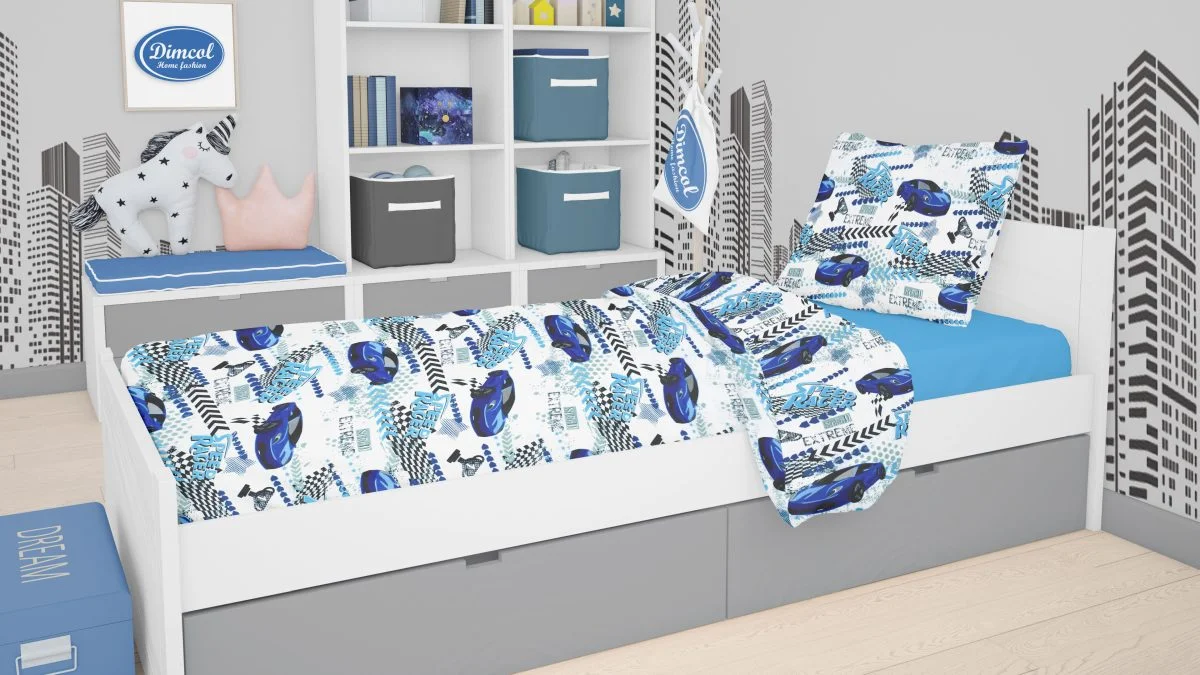 Φωτογραφία προϊόντος: Σετ Σεντόνια Polycotton Μονά 160x240εκ. Speed Racer 291 Dimcol