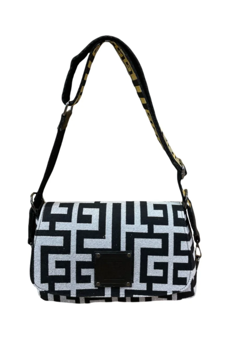 Φωτογραφία προϊόντος: Midneto Phivos I Silver (Lurex) Black Labyrinth Bag