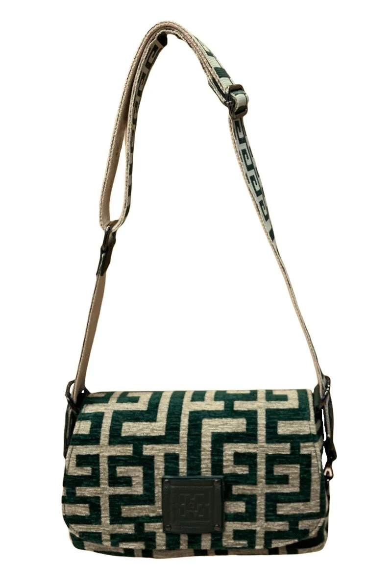 Φωτογραφία προϊόντος: Midneto Phivos I Cypress Green Beige Chenille Labyrinth Bag