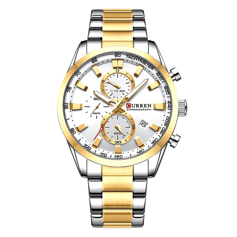 Φωτογραφία προϊόντος: Curren 8445 Gold White Ανδρικό Ρολόι με Μπρασελέ