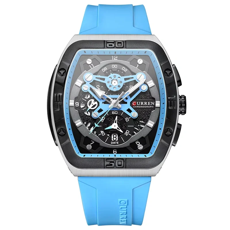 Φωτογραφία προϊόντος: Curren 8443 Light Blue Ανδρικό Ρολόι με Λουράκι Σιλικόνης
