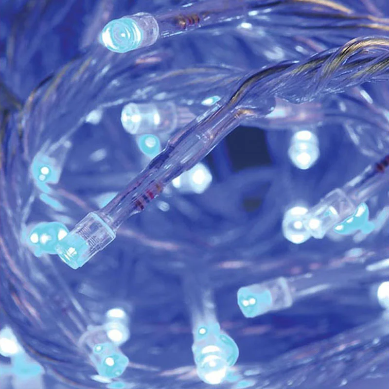 Φωτογραφία προϊόντος: Eurolamp Λαμπάκια 100led με 8 Λειτουργίες 5m Διάφανο Καλώδιο Λευκό Φως του Πάγου ΙΡ44 31V 3.6W 600-11560