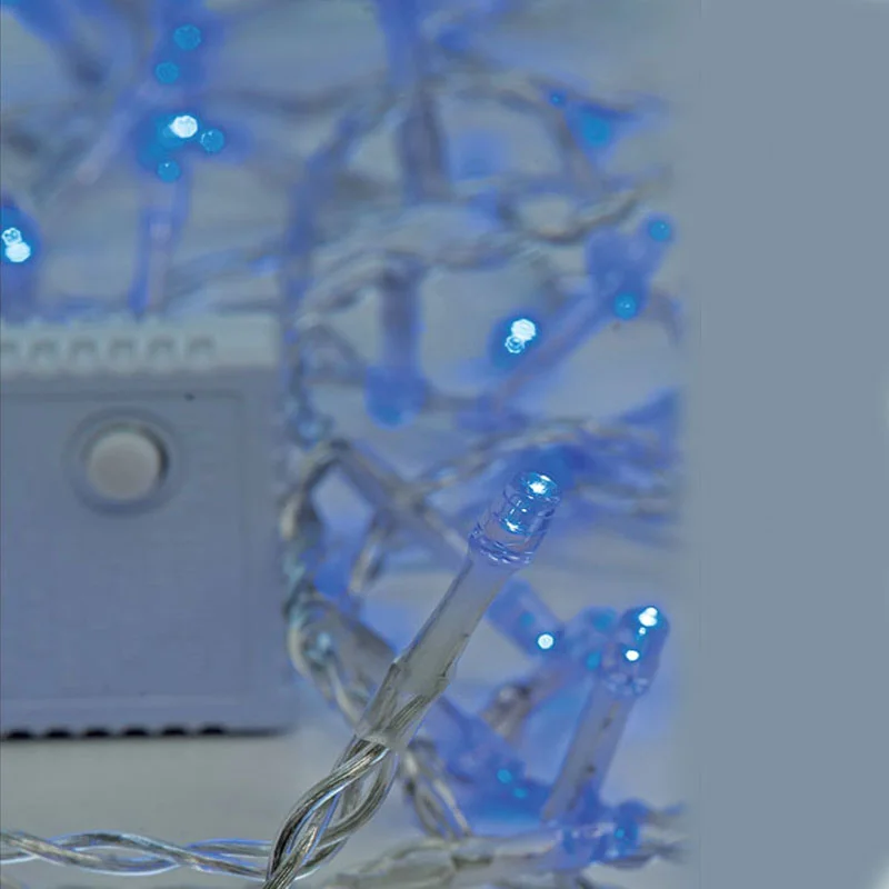 Φωτογραφία προϊόντος: Eurolamp Λαμπάκια 100led με 8 Λειτουργίες 5m Διάφανο Καλώδιο Μπλε Φως ΙΡ44 31V 3.6W 600-11563