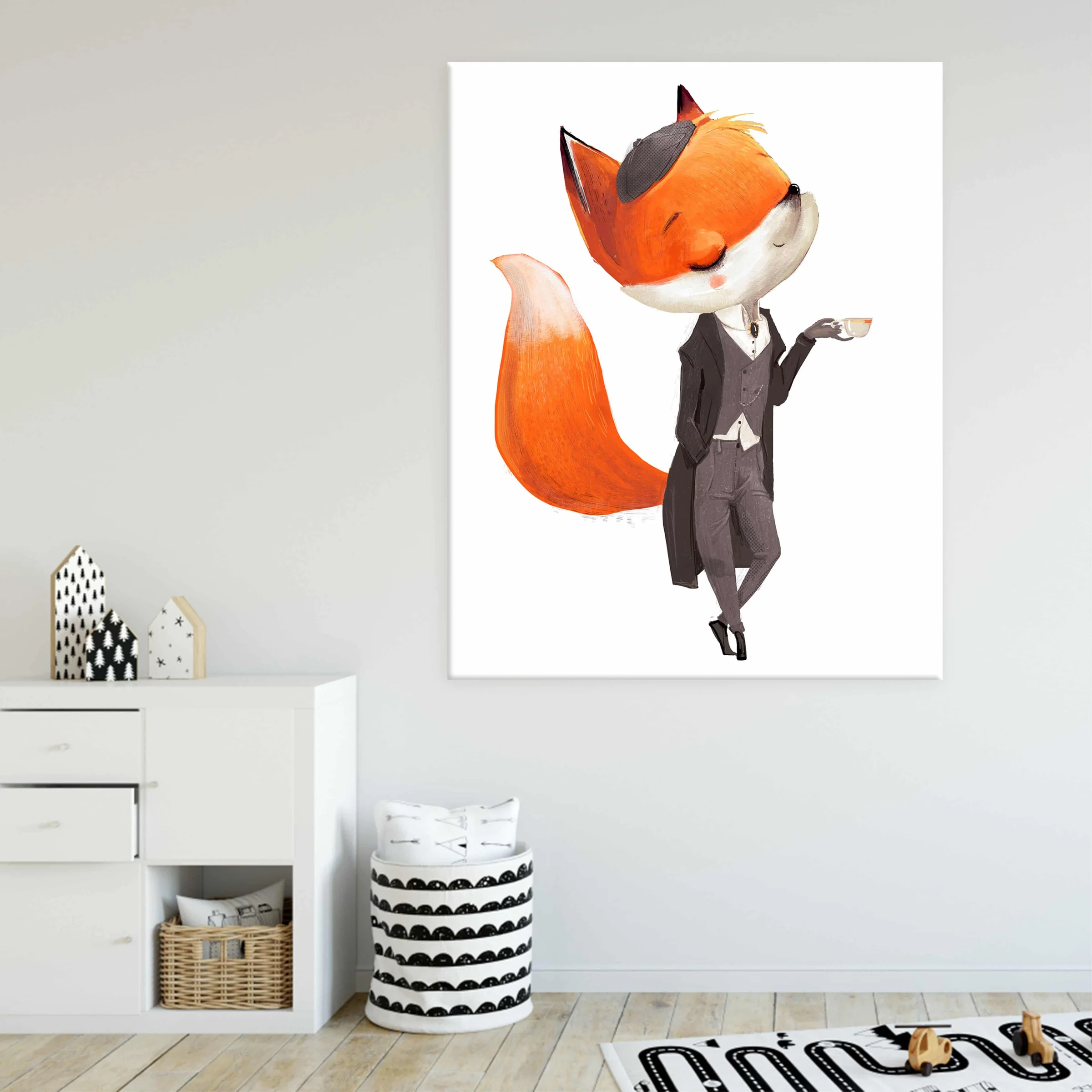 Φωτογραφία προϊόντος: Πίνακας Σε Καμβά - Mr Fox With Coffee Cup