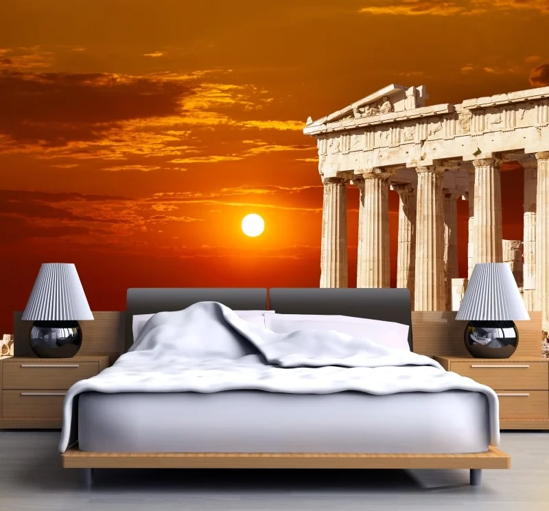 Φωτογραφία προϊόντος: Φωτοταπετσαρία Τοίχου - Ηλιοβασίλεμα Στο Μνημείο Του Παρθενώνα
