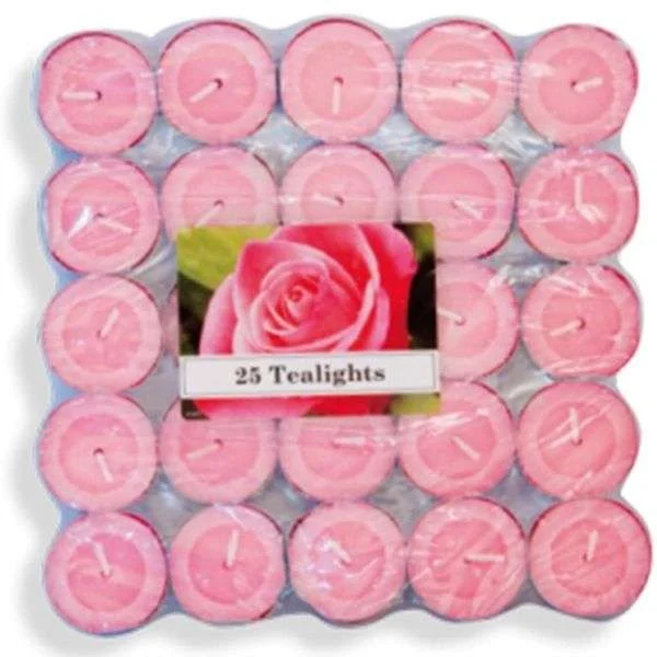 Φωτογραφία προϊόντος: Tealight Candles Κεράκια Ρεσώ 25 τμχ 4 ωρών Καύσης Rose Τριαντάφυλλο