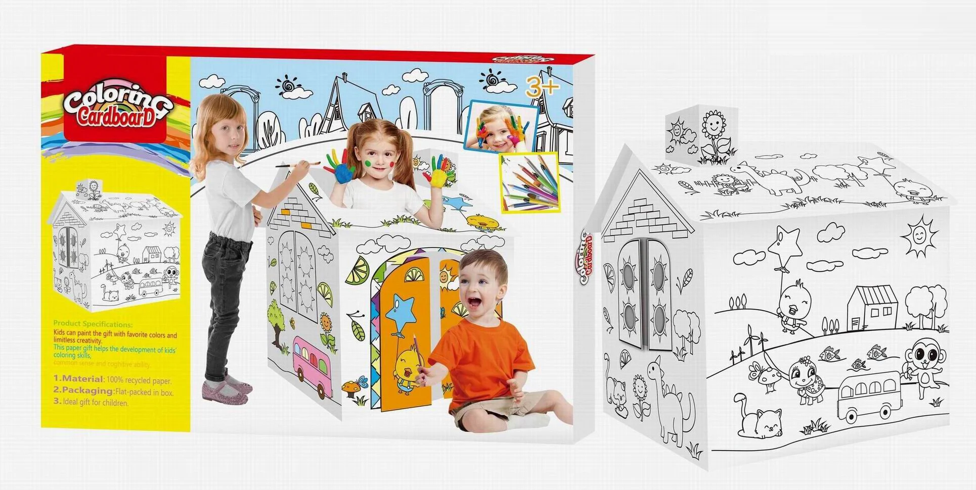 Φωτογραφία προϊόντος: Blue Toys Τρισδιάστατο Σπίτι Απο Χαρτόνι Για Ζωγραφική Με 6 Νερομπογίες (MKN476652)