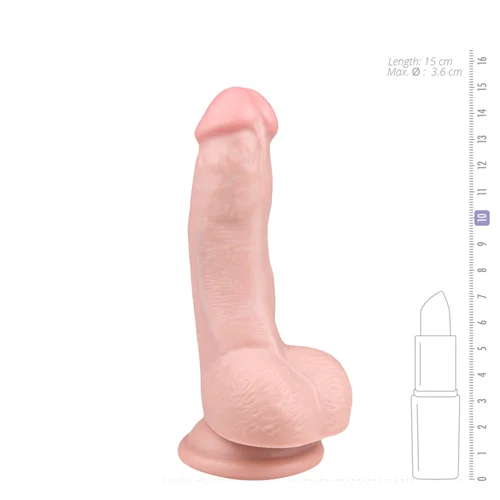 Φωτογραφία προϊόντος: Easytoys Realistic Dildo Φλεβικός Δονητής Με Βεντούζα Σε Χρώμα Μπέζ 15 cm ,1 τμχ