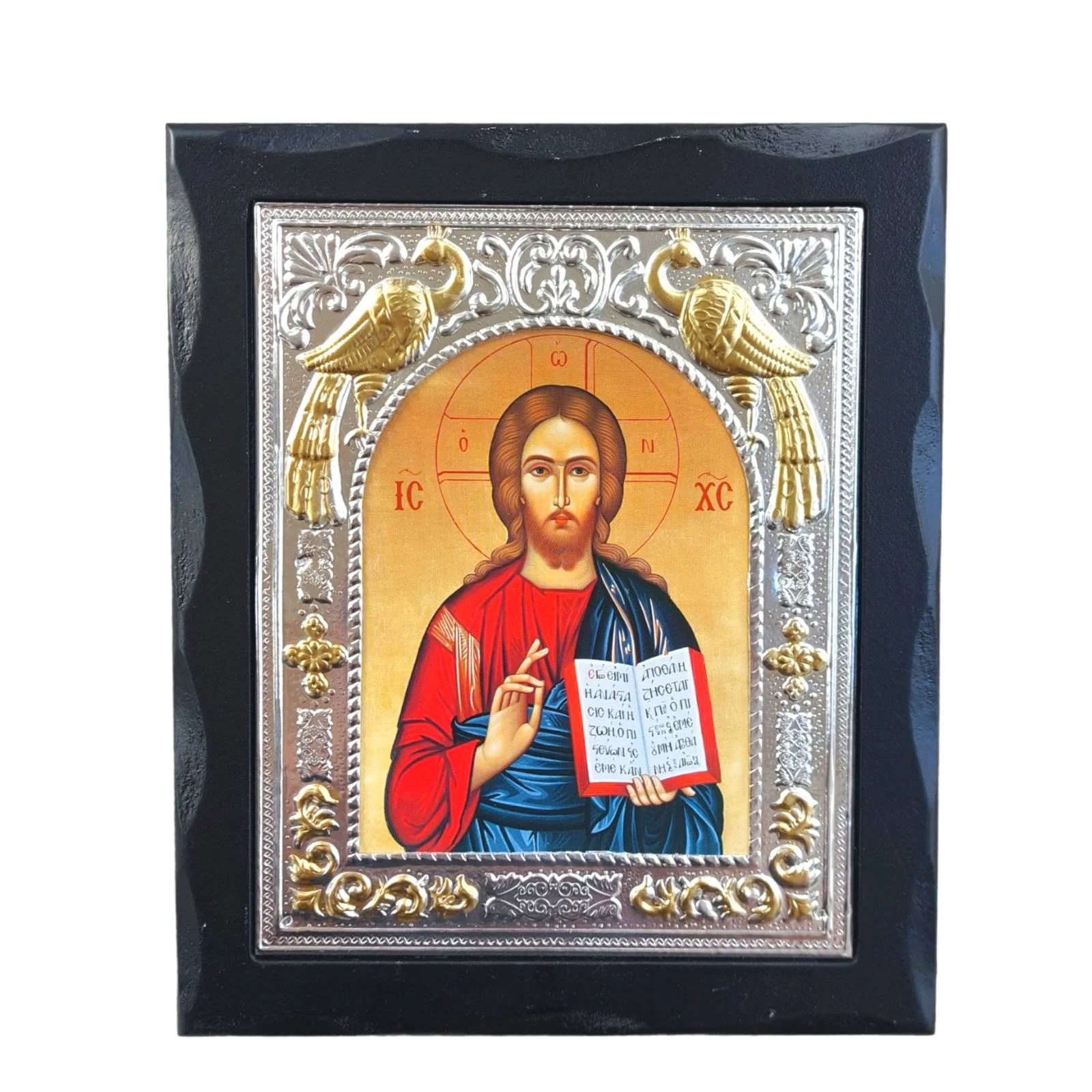 Φωτογραφία προϊόντος: Ξύλινη εικόνα Ιησούς Χριστός επιμεταλλωμένη 19x23cm για το τοίχο
