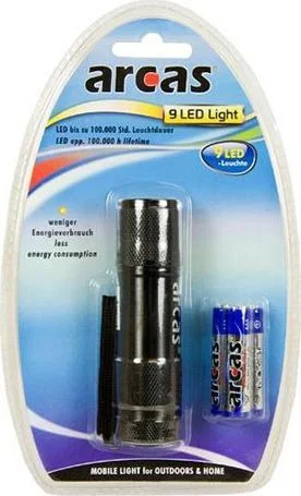 Φωτογραφία προϊόντος: Φακός Μπαταρίας Led 9 LED Aluminium