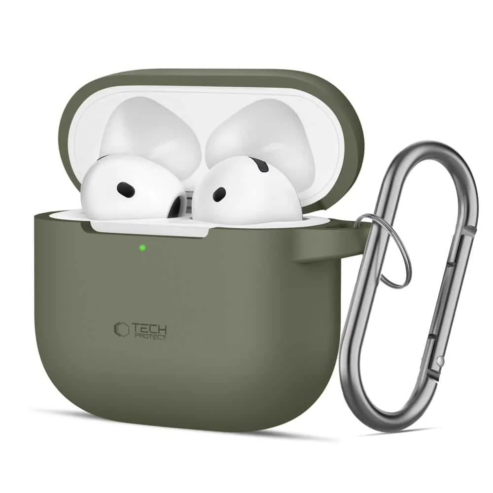 Φωτογραφία προϊόντος: Tech-Protect σιλικόνη γάντζος Apple AirPods 4 ελαιόλαδο πράσινο