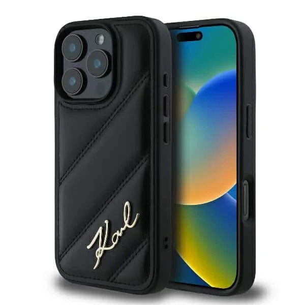 Φωτογραφία προϊόντος: Karl Lagerfeld Diagonal Quilted Script - θήκη για Apple iPhone 16 Pro Max - Μαύρο
