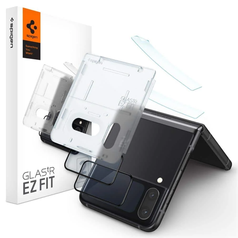 Φωτογραφία προϊόντος: TEMPERED GLASS Spigen GLASS FC "EZ FIT" + HINGE FILM 2-PACK GALAXY WITH FLIP 4 Μαύρο