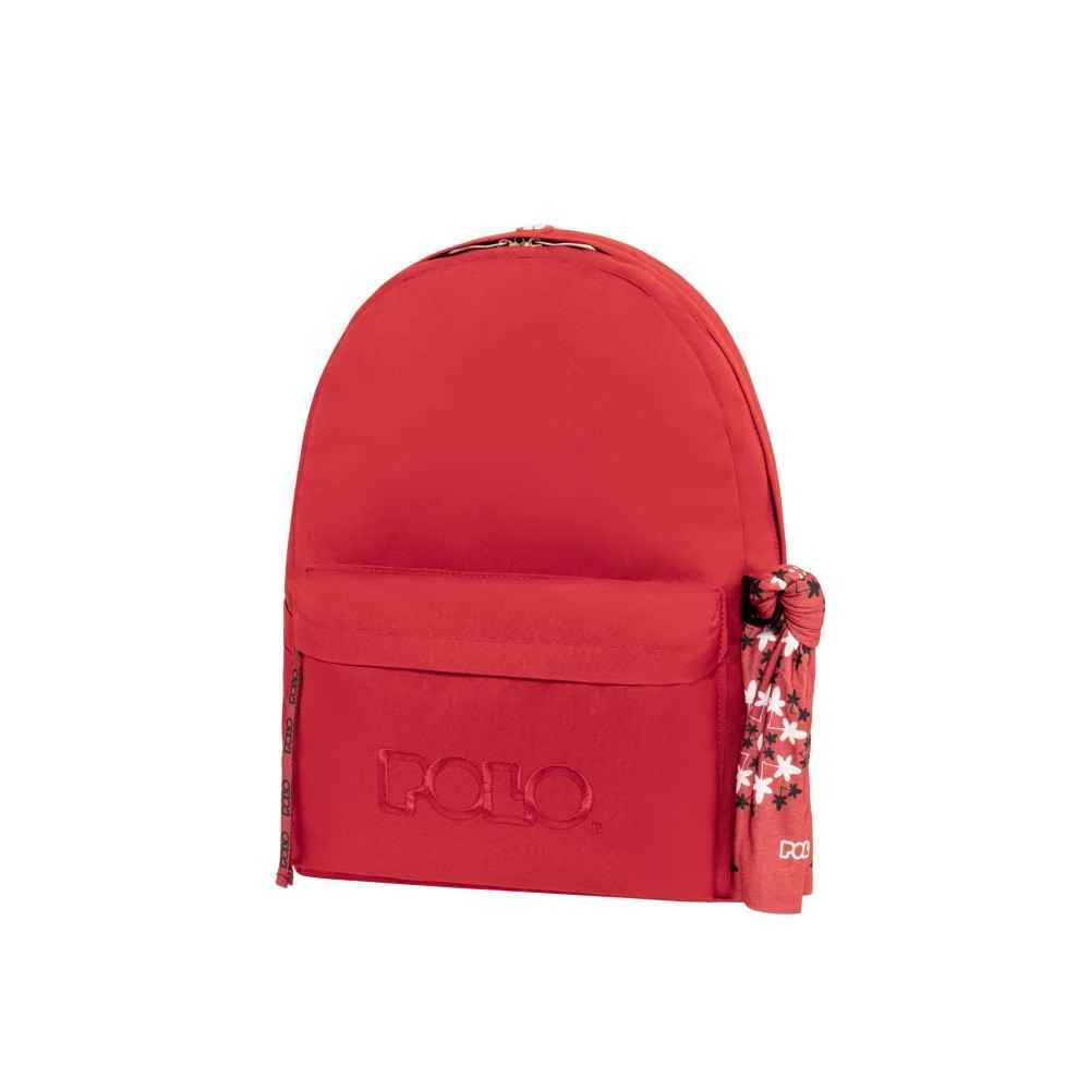 Φωτογραφία προϊόντος: Polo Original Scarf Σχολική Τσάντα Πλάτης Δημοτικού Κόκκινη με Θήκη για Παγούρι 20lt 901135-3001