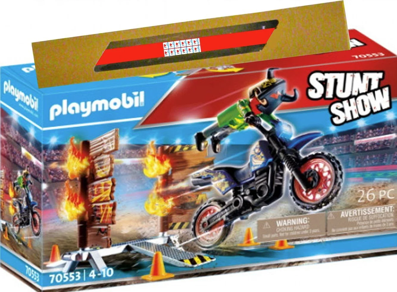 Φωτογραφία προϊόντος: Λαμπάδα Playmobil Stunt Show: Μοτοσικλετιστής και Τοίχος Φωτιάς