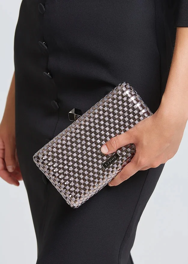 Φωτογραφία προϊόντος: Τσάντα clutch με woven glitter, Lynne, Μαύρη
