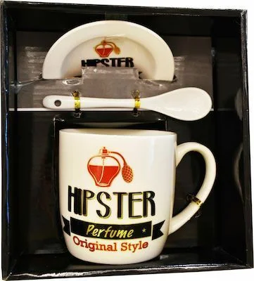 Φωτογραφία προϊόντος: Hipster Mug Χίπστερ Κεραμική Κούπα με Καπάκι και κουτάκι