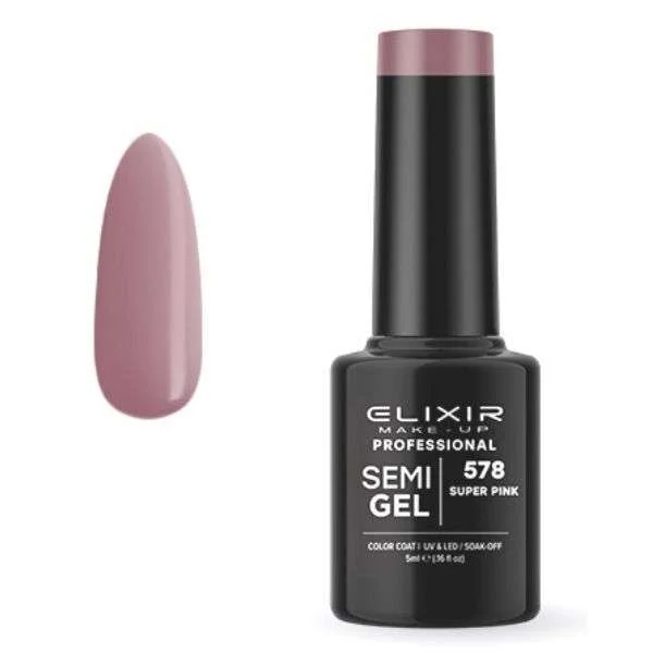 Φωτογραφία προϊόντος: Elixir Professional Semi Gel Ημιμόνιμο Βερνίκι Νυχιών 578 Super Pink Μωβ Ροζ 5ml