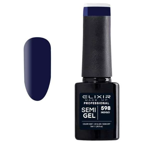 Φωτογραφία προϊόντος: Elixir Professional Semi Gel Ημιμόνιμο Βερνίκι Νυχιών 598 Indigo Μπλε Σκούρο 5ml